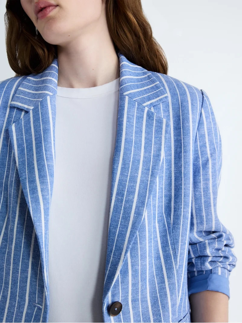 Free Assembly Women's and Women's Plus Linen-Blend Single Breasted Blazer, Sizes XS-4X | Walmart (US)