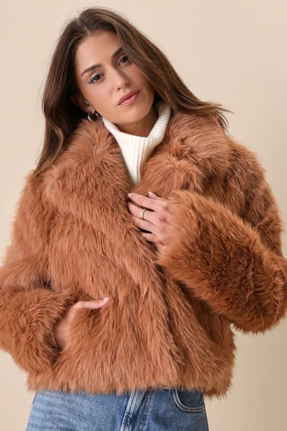 Luxurious Demeanor Brown Faux Fur Cropped Jacket | Lulus (US)