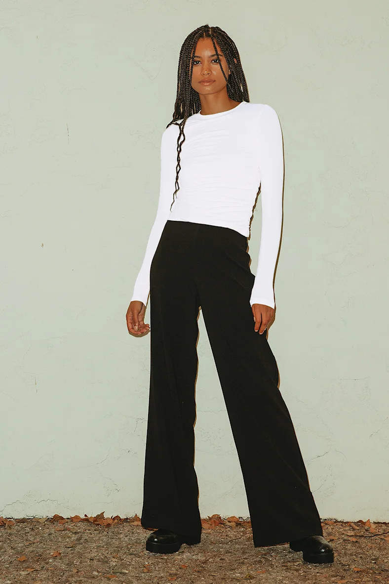 Figure it Out White Long Sleeve Ruched Top | Lulus (US)