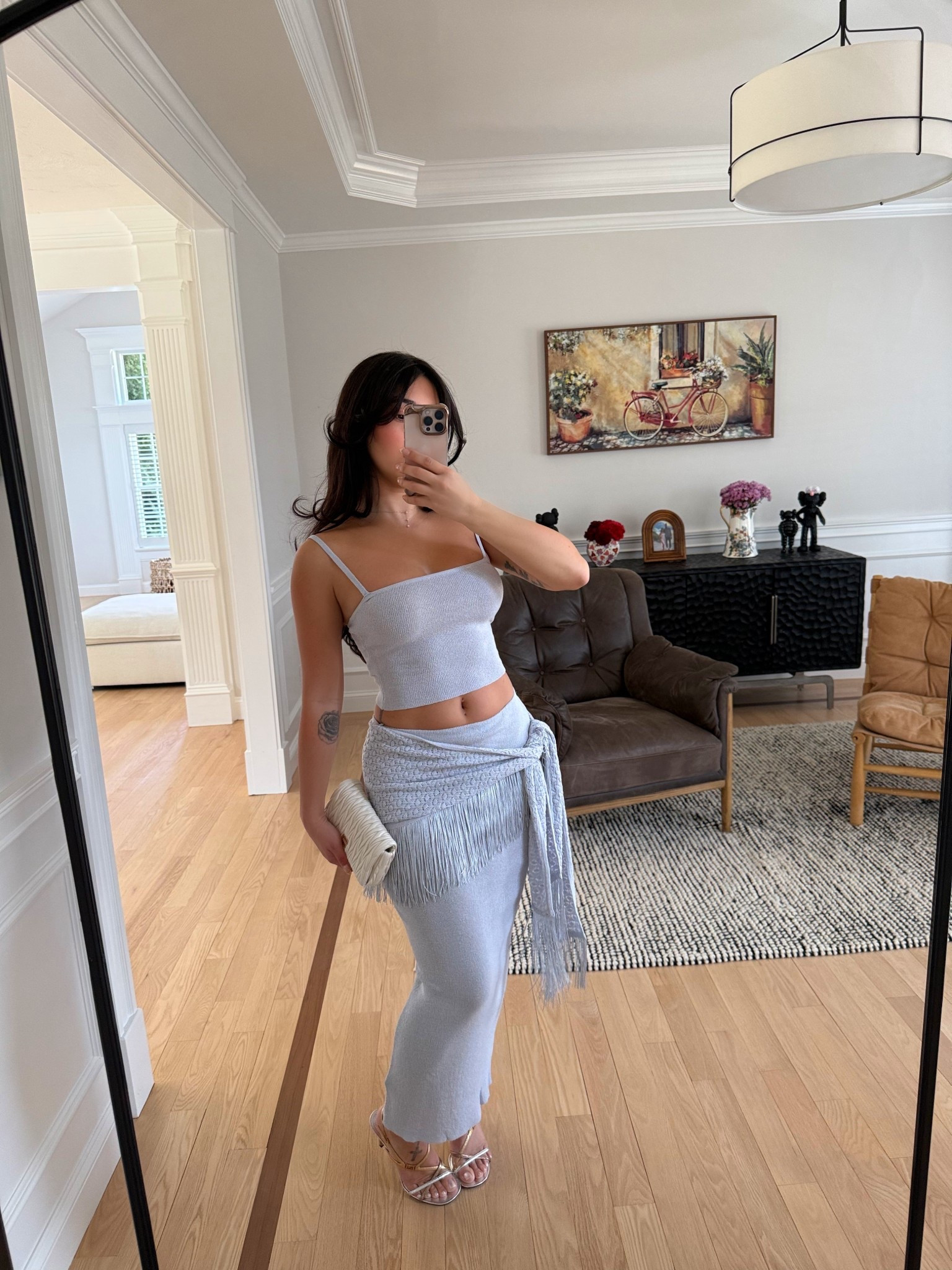 Wearing an xs in both top and skirt 