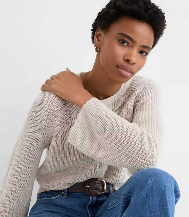 Linen Wide Sleeve Sweater | LOFT
