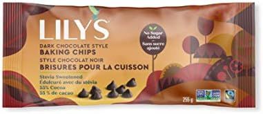 Lily's Sweets Premium Dark Chocolate Baking Chips, 55% Cocoa, No Sugar Added, Gluten Free, Fair T... | Amazon (CA)