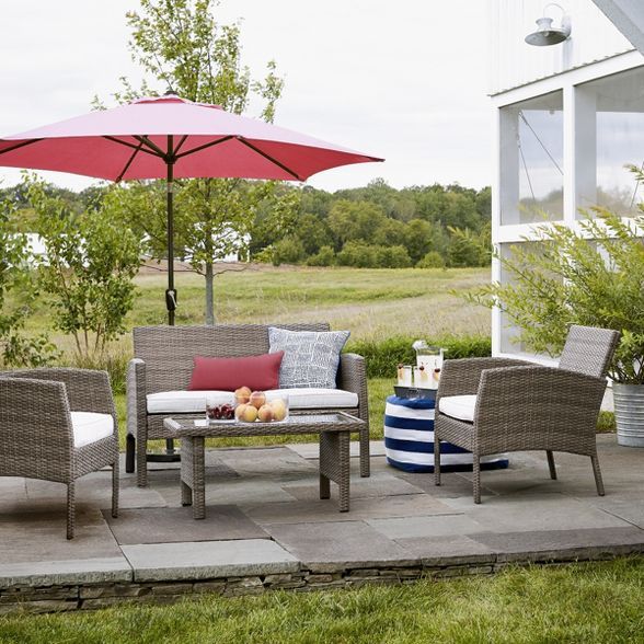 Fulham 4pc All Weather Wicker Patio Conversation Set Tan - Project 62™ | Target