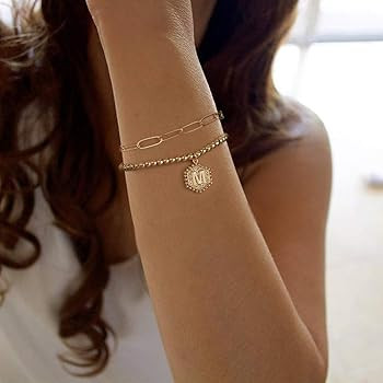IEFWELL Gold Bracelets for Women Teen Girls, 14K Real Gold Silver Rose Gold Plated Beaded Bracele... | Amazon (US)