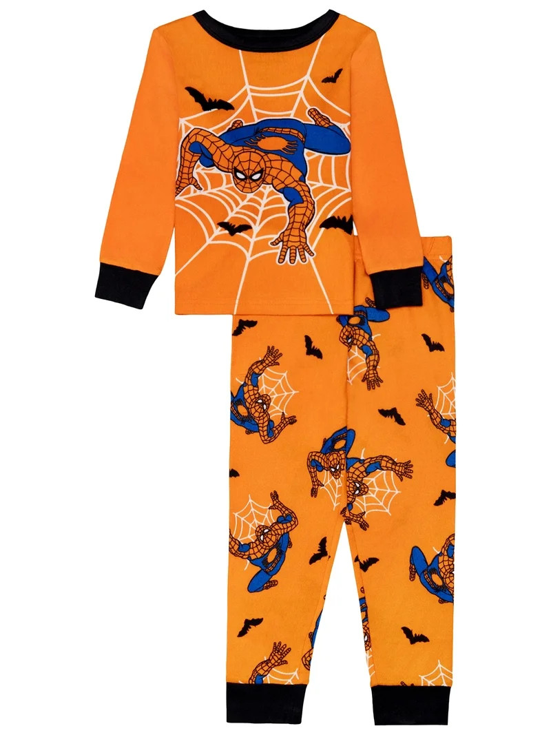 Marvel Boys Halloween Tight Fit Long Sleeve Top and Pant Pajama Set, 2-Piece, Sizes 4-12 | Walmart (US)