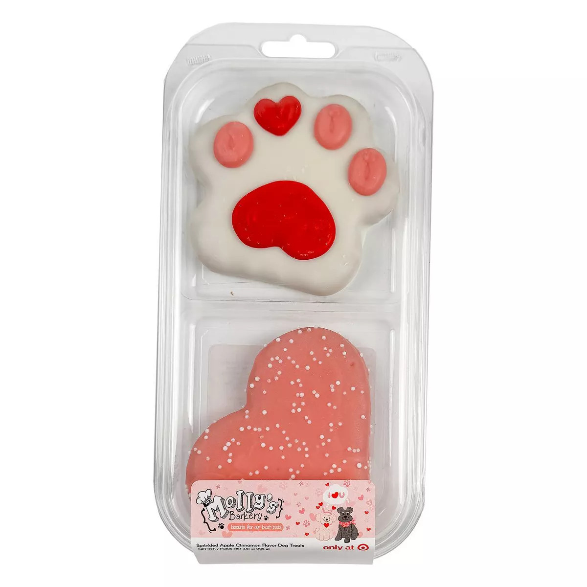 Molly's Barkery Valentines Paw and Heart Apple Cinnamon Flavor Dog Treats - 5.89oz | Target