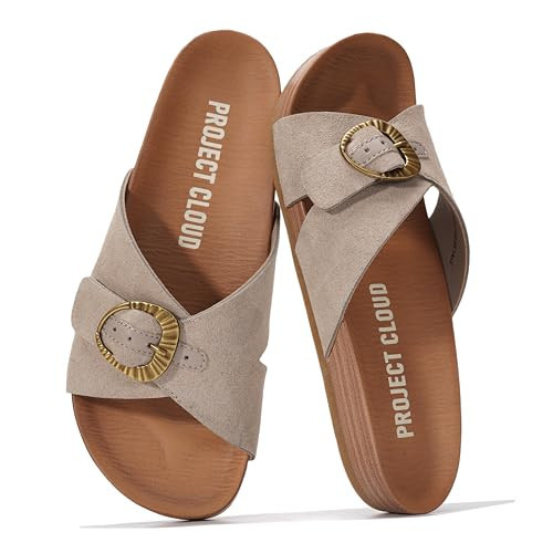 Project Cloud Womens Sandals - Adjustable Buckle Sandals for Women 2026 with Plush Insole - Lightweight & Non Slip Slides for Women Footwear (Beaming,BIRCHSDE,7) | Amazon (US)
