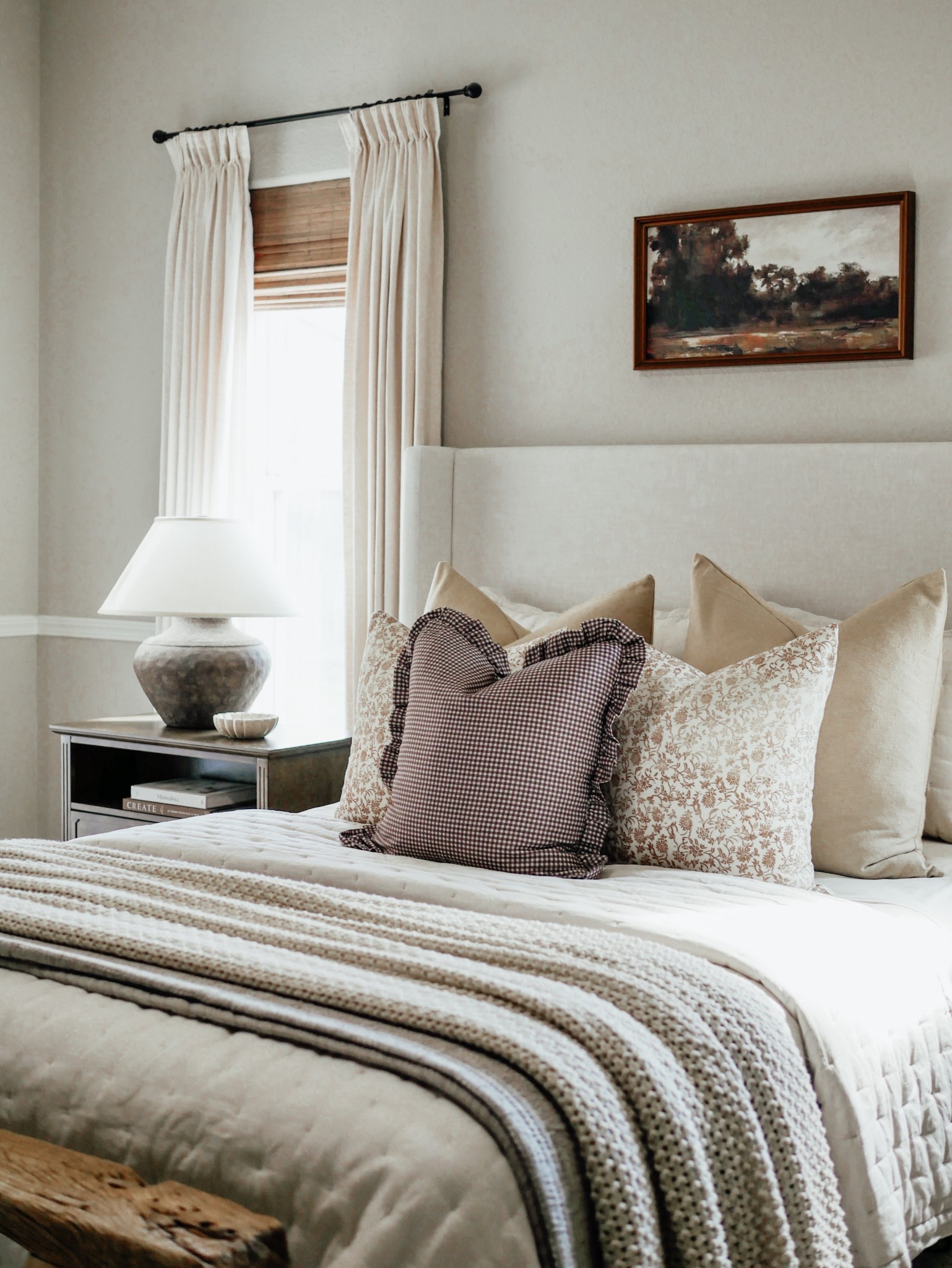 The complete bedroom refresh ✨

Pillows details: 
26” Boucle in Tan
22” August
20” Plum Mini Gingham Ruffle

Remember to size up on pillow inserts to achieve a full look 🤎

#LTKHome