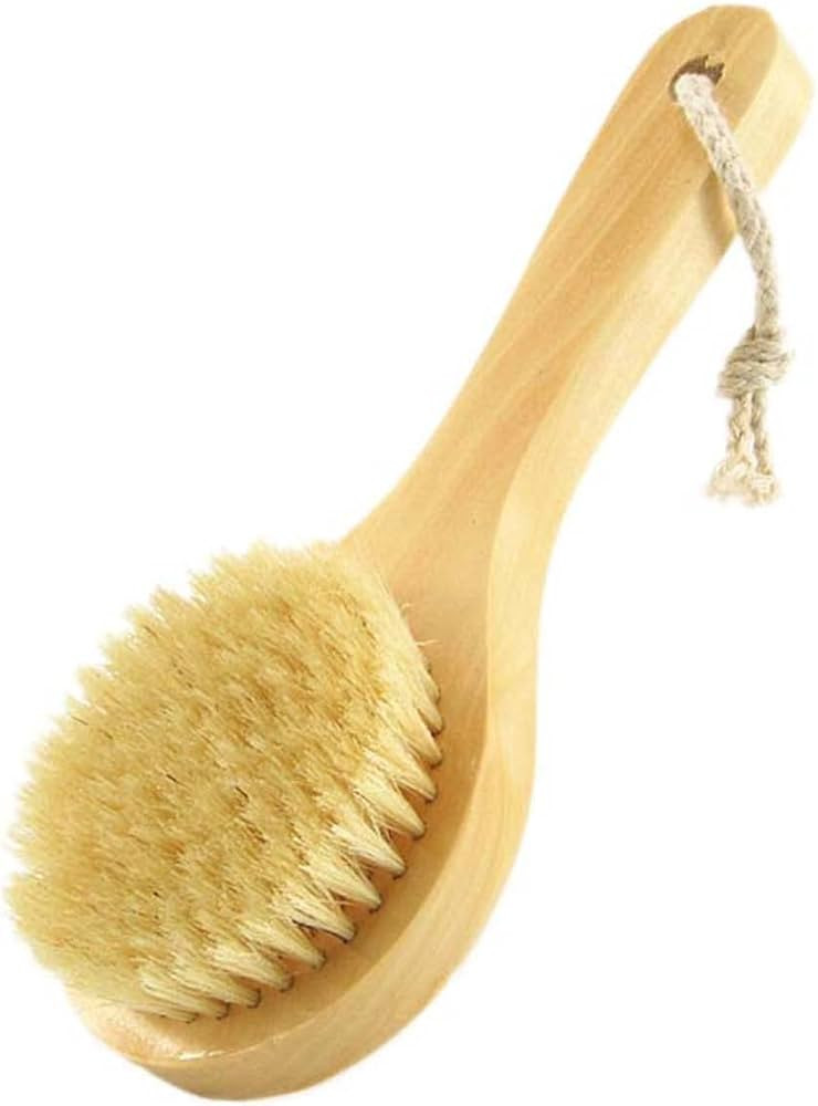 Short Handle Body Brush, Natural Bristles Wooden Bath Brush Shoulder Back Exfoliating Dry Brushin... | Amazon (US)