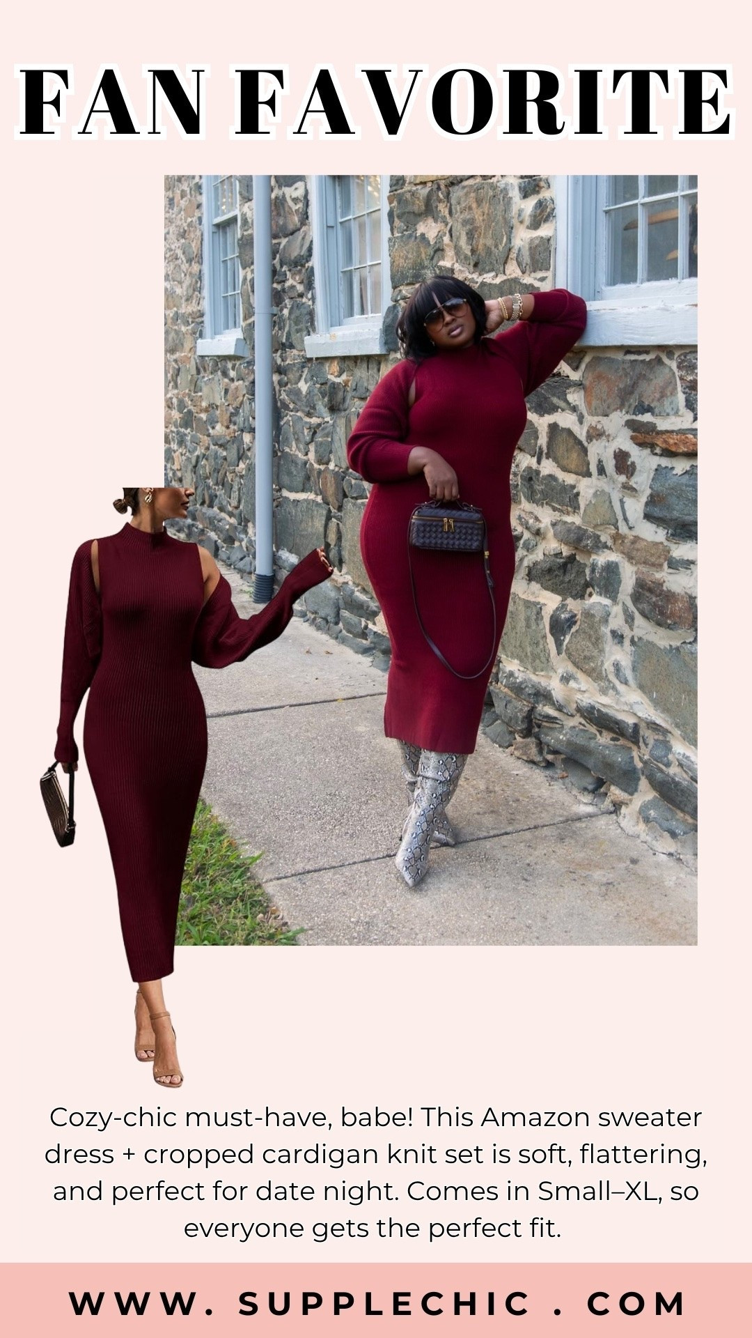 Some fall pieces become instant favorites because they can be styled in so many ways. This burgundy knit set adds a rich seasonal color while keeping the look comfortable, feminine, and easy to wear. burgundy outfit ideas, fall capsule wardrobe, cozy knit outfit, sweater dress style, curvy fall style, comfortable chic fashion, autumn outfit ideas

#LTKootd #LTKSeasonal #LTKMidsize