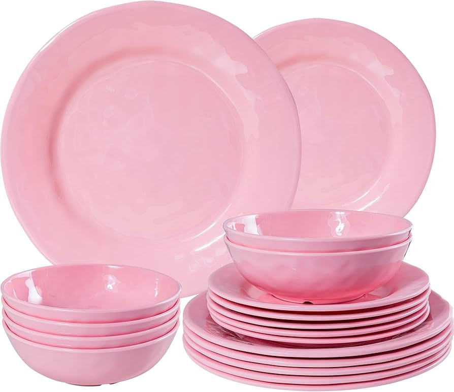ZAROCRUS Valentine's Day Melamine Dinnerware Sets, Dishwasher Safe 18 Piece Pink Outdoor Dishes P... | Amazon (US)