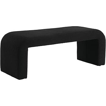 Wahson Black Modern Boucle Bench Set of 1, Rectangular Sherpa Entryway Bench, Upholstered Ottoman... | Amazon (US)