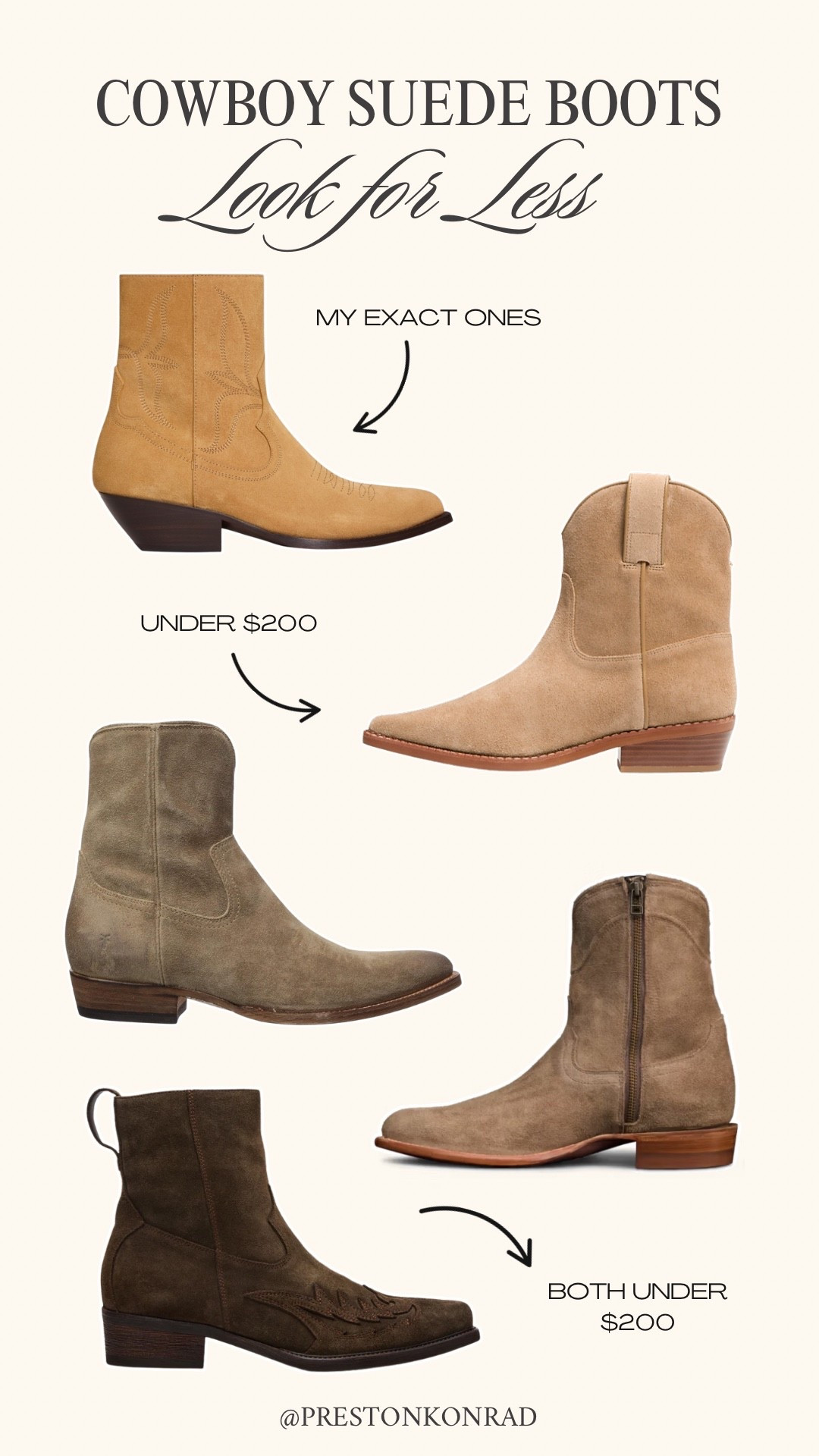 Obsessed with my suede cowboy boots right now 🤠 they’re such a fun way to tap into that western vibe! Linked tons of affordable options below 

#LTKMens #LTKootd #LTKSeasonal