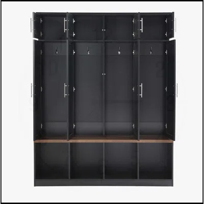 Versatile Hall Tree with 4 Hanging Hooks, Wood Grain Bench, and Multiple Storage Spaces for Entryways and Living Rooms | Wayfair North America