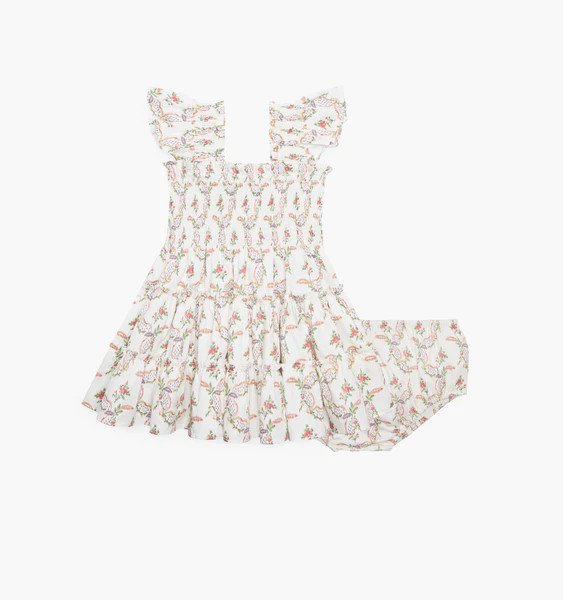 The Baby Ellie Nap Dress - Pink Ribbon Rose Ikat | Hill House Home US