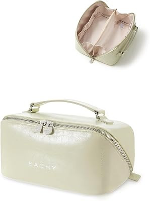 EACHY Large Capacity Travel Makeup Bag for Women, Cosmetic Pouch, Green | Amazon (US)