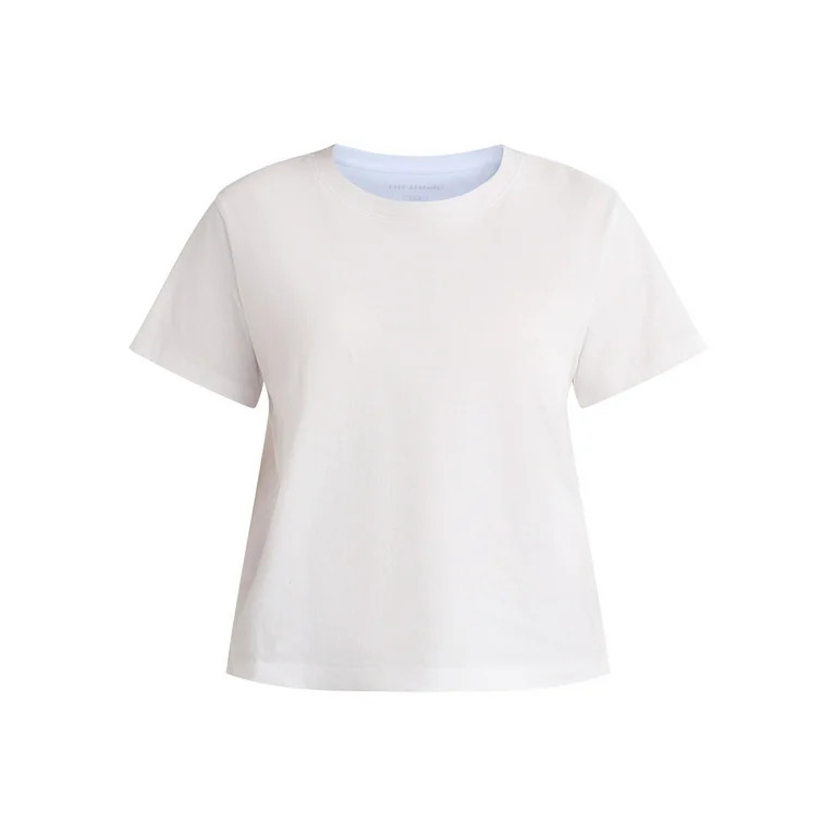 Free Assembly Women's Cotton Cropped Boxy Tee with Short Sleeves, Sizes XS-XXL | Walmart (US)