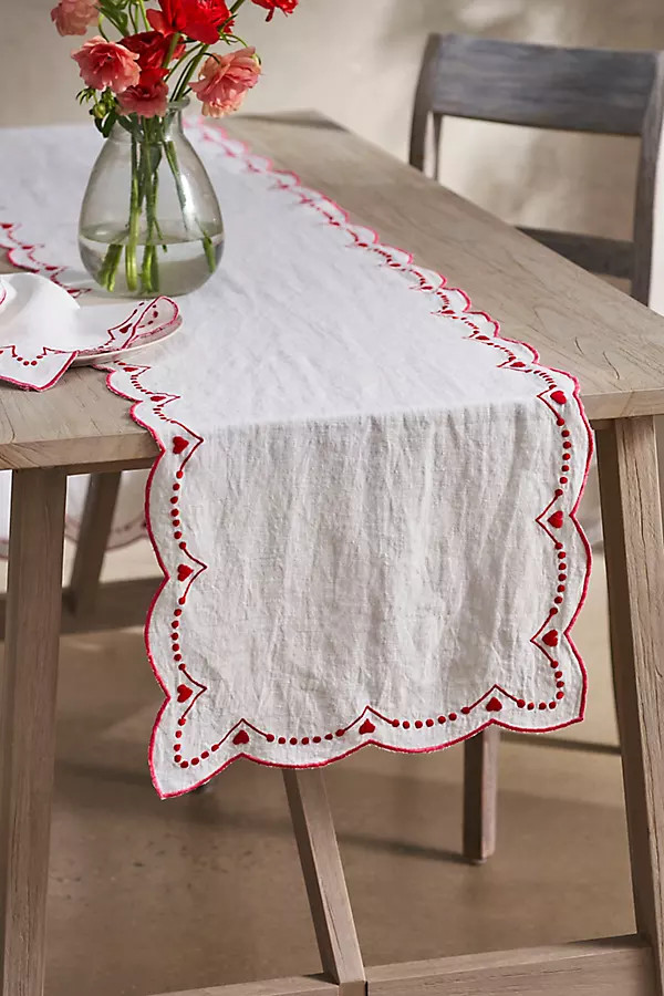Embroidered Heart Runner | Anthropologie (US)