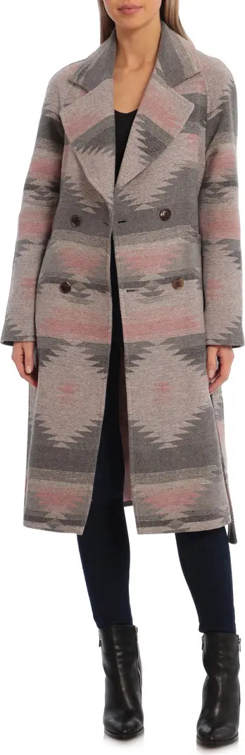 Belted Blanket Pattern Walking Coat | Nordstrom