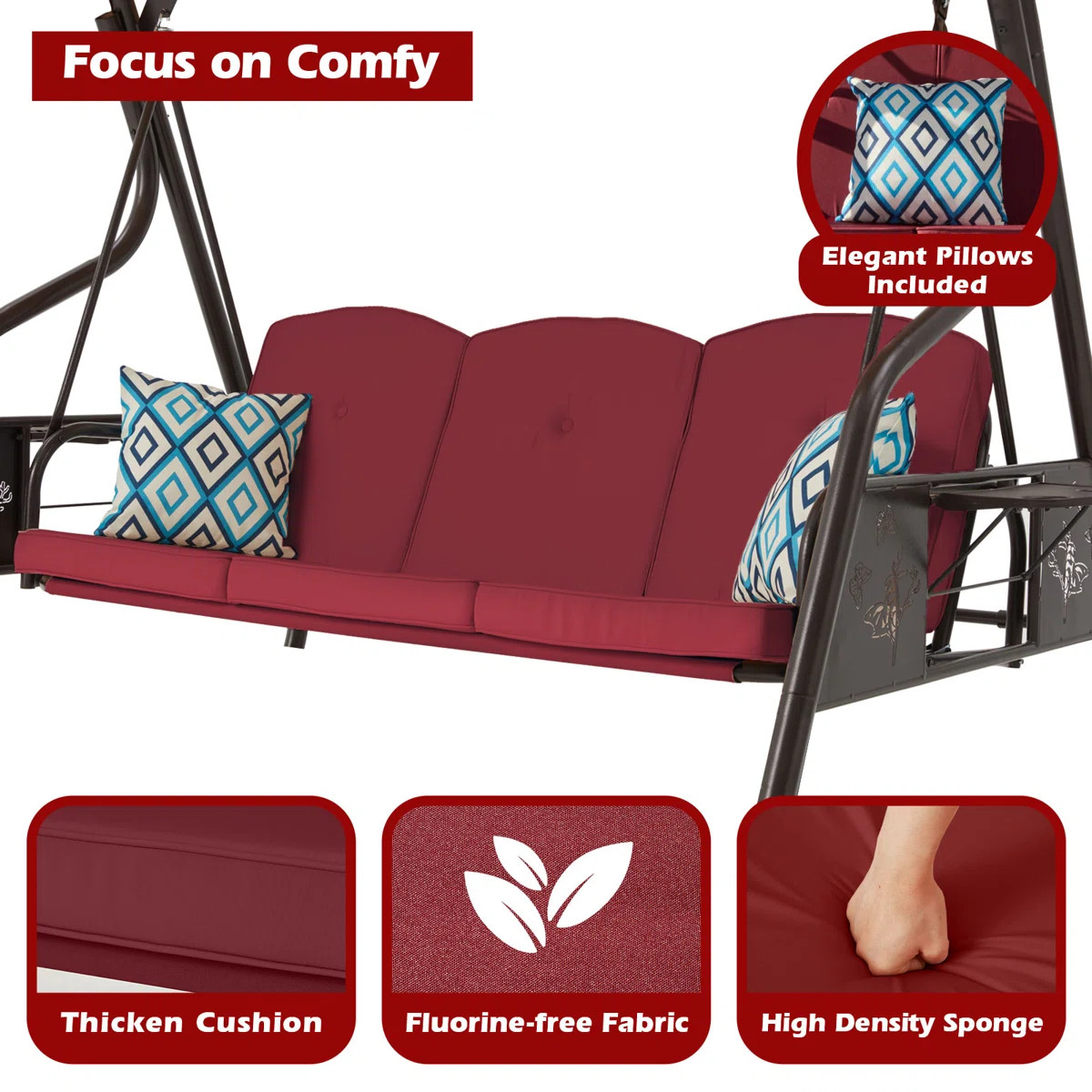 800lbs Outdoor Patio Swing With Stand W/canopy & Adjustable Backrest | Wayfair North America