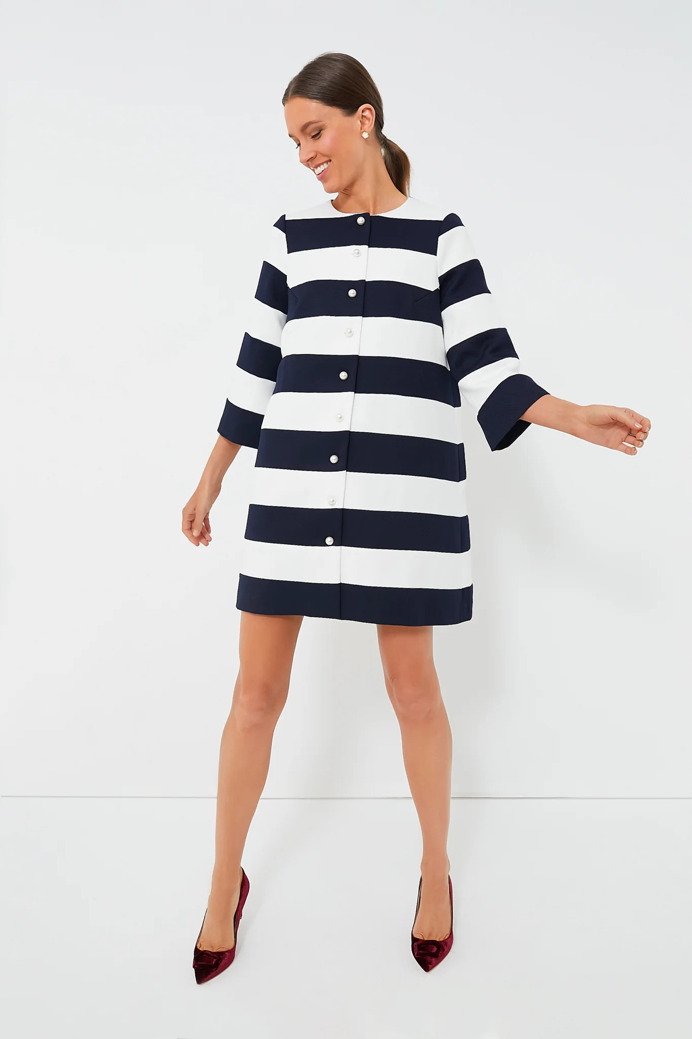 Navy and White Millie Coat Dress | Tuckernuck (US)