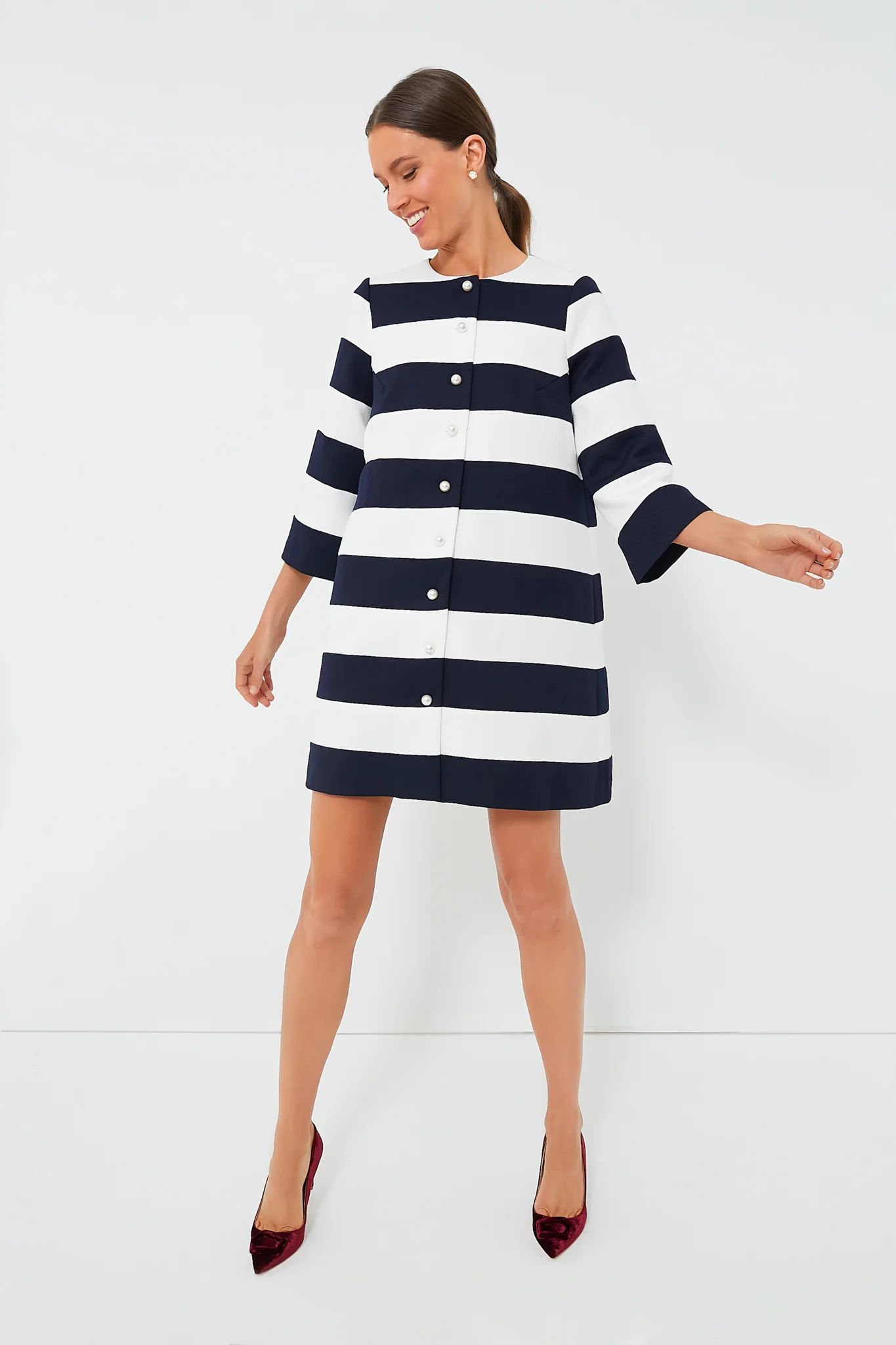 Navy and White Millie Coat Dress | Tuckernuck (US)