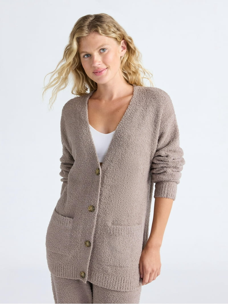 Joyspun Women's Fuzzy Front Pocket Cardigan, Sizes XS-3X | Walmart (US)