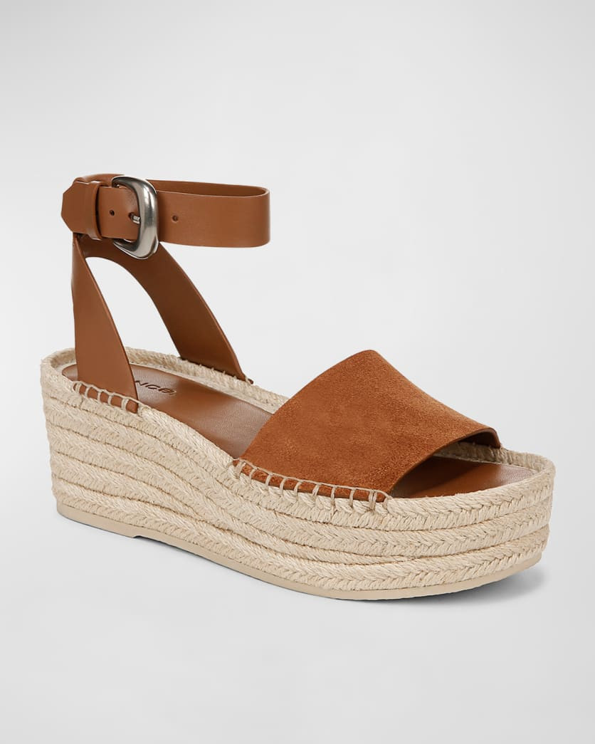 Belisa Mixed Leather Ankle-Strap Espadrilles | Neiman Marcus