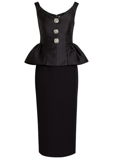 Crystal-embellished taffeta and crepe midi dress | Harvey Nichols
