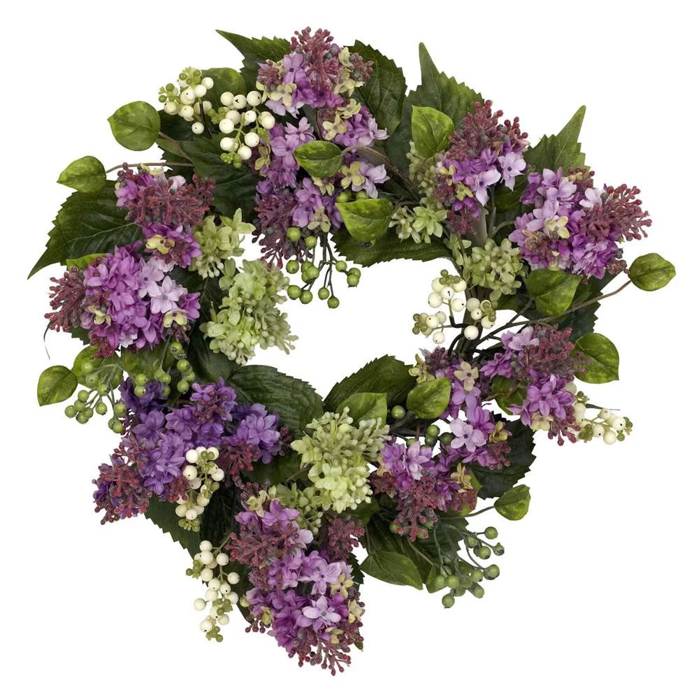 Nearly Natural 20" Hanel Lilac Wreath - Purple/Pink/Green | Walmart (US)