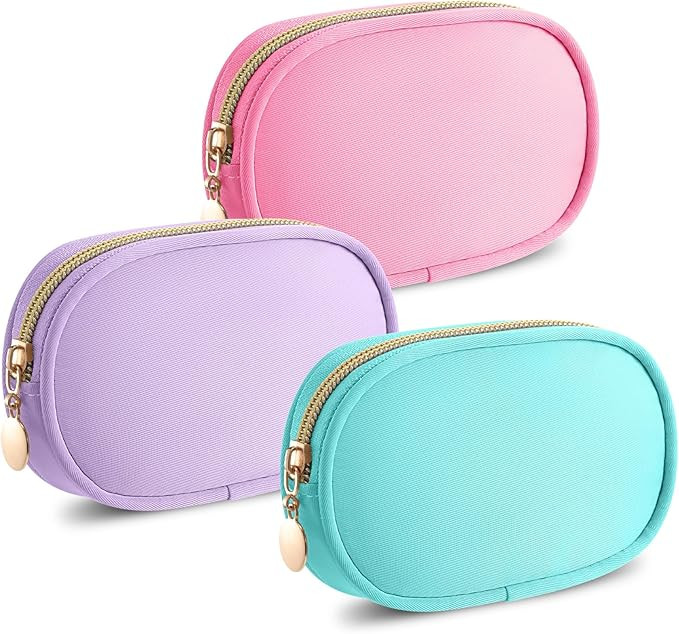 Pinkunn 3 Pcs Small Cosmetic Bag for Purse Nylon Mini Pouch Makeup Bag Preppy Organizer Pouch Sma... | Amazon (US)