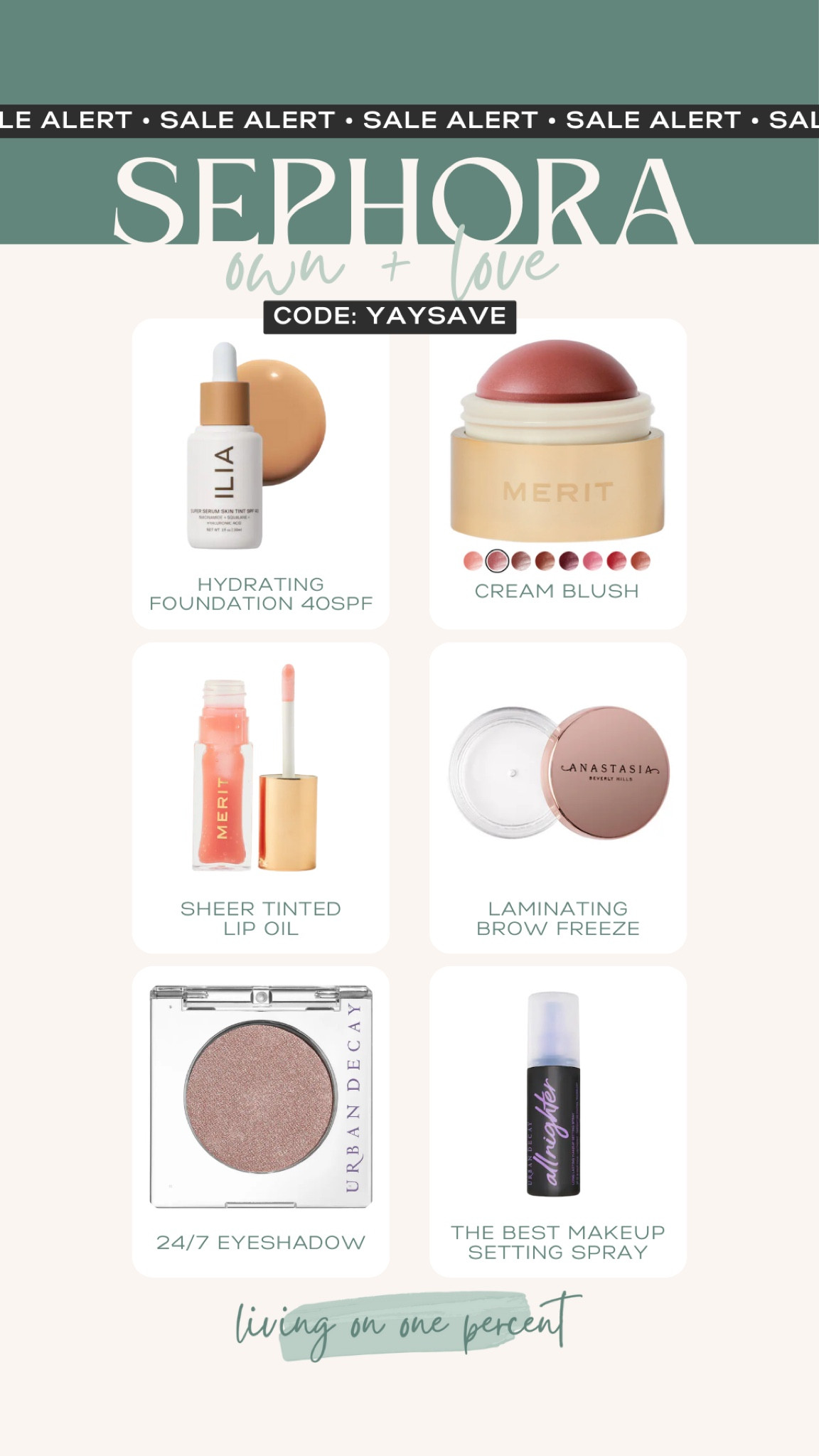 My picks (that I own and love) from the Sephora sale! My iliya hydration foundation w SPF (a must ladies!), cream blush from merit, lip stain oil, Anastasia laminating brow glue, shimmer brown eyeshadow that stays by urban decay, the GOAT urban decay setting spray 

#LTKbeauty #LTKsalealert #LTKxSephora