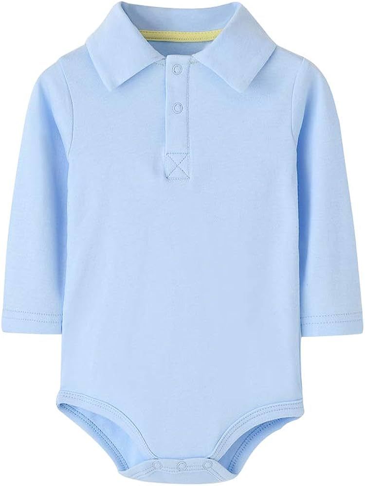Teach Leanbh Infant Baby Polo Bodysuit Cotton Long Sleeve Pure Color Shirt 3-24 Months (3 Months,... | Amazon (US)