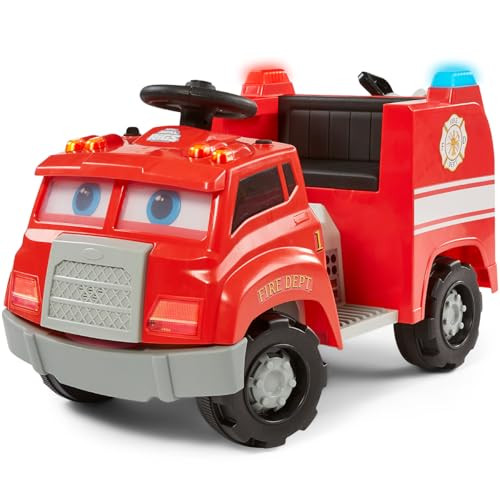 Kid Trax Real Rigs Toddler Fire Truck Interactive Ride On Toy, Kids Ages 1.5-4 Years, 6 Volt Battery and Charger, Sound Effects, Red, Large | Amazon (US)