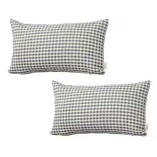 MIKE & Co. NEW YORK Boho-Chic Handcrafted Jacquard Blue 12 in. x 20 in. Lumbar Houndstooth Throw ... | The Home Depot