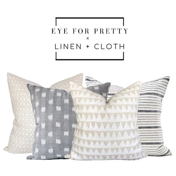 Eye For Pretty Curated Pillow Collection // Neutral Designer Throw Pillow Set //  Linen + Cloth P... | Etsy (US)