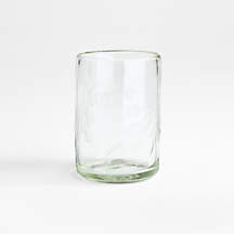 Harvest Floral Recycled Green 8-Oz. Etched Glass | Crate & Barrel