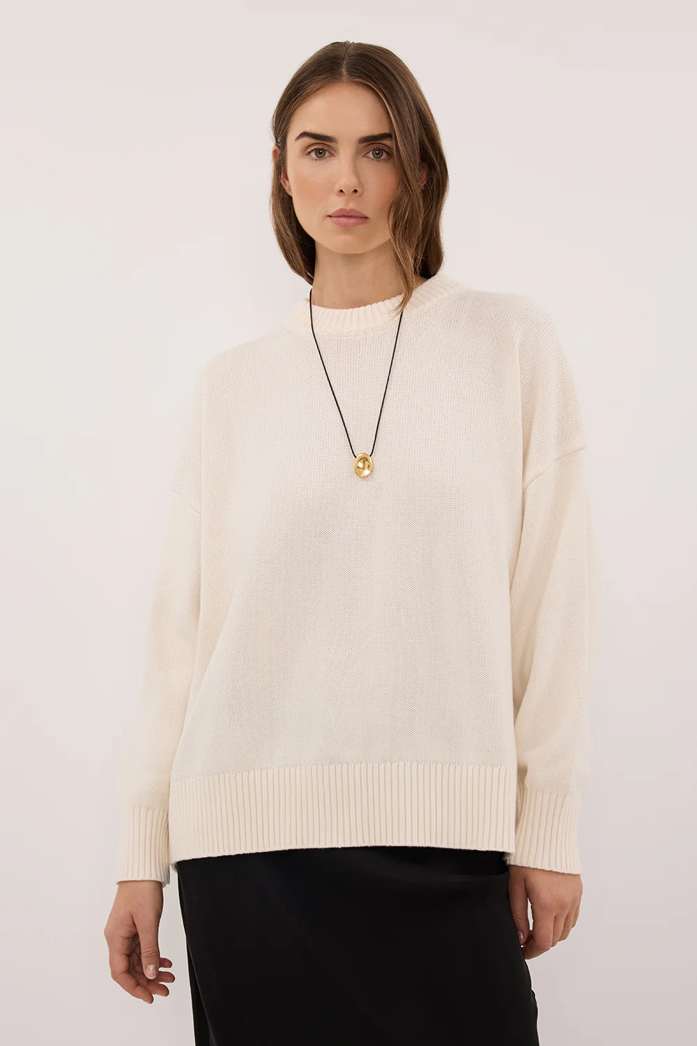 MILA CREAM CREW NECK KNIT JUMPER | DISSH