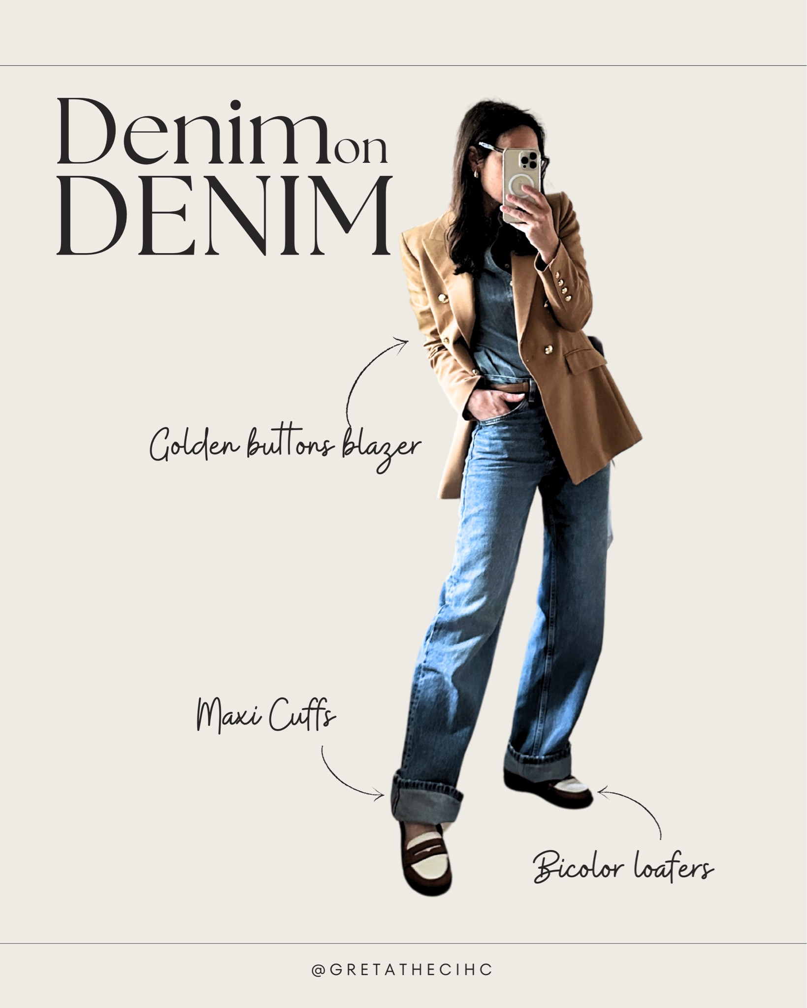 Denim on denim with maxi cuffs and maxi blazer  

#LTKeurope #LTKover40 #LTKstyletip