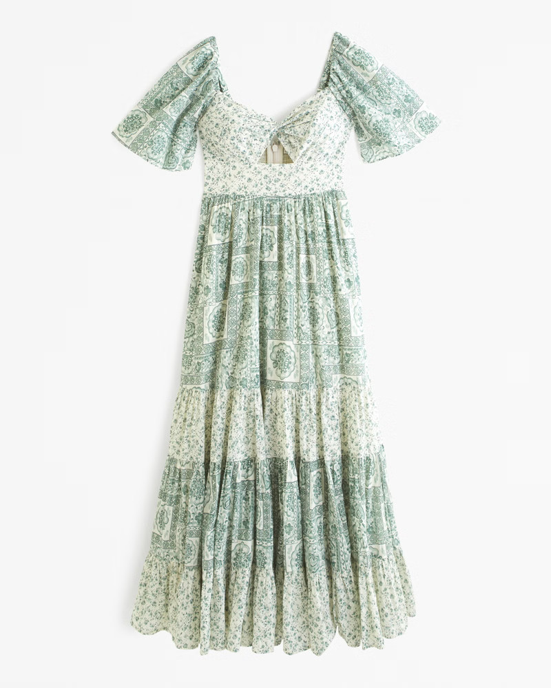 Twist-Front Tiered Maxi Dress | Abercrombie & Fitch (US)