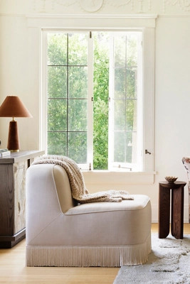 Sinclair Performance Linen Fringe Armless Chair | Anthropologie (US)