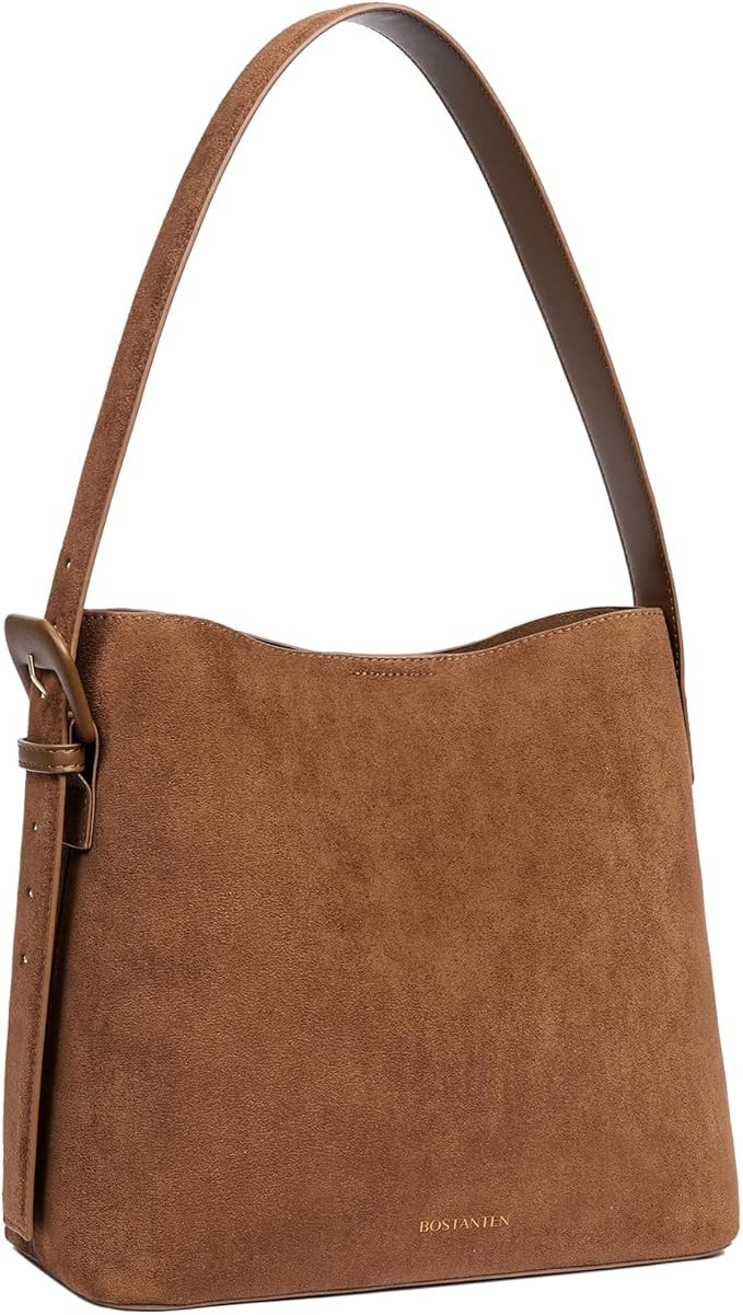 BOSTANTEN Bucket Bag Vegan Leather Shoulder Purses for Women Trendy Adjustable Strap | Amazon (US)