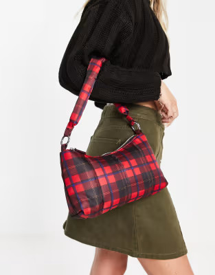 Monki tartan shoulder bag in red | ASOS (Global)
