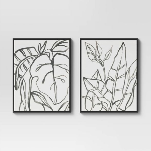 24&#34; x 30&#34; Botanical Sketch Framed Wall Canvas White/Black - Project 62&#8482; | Target