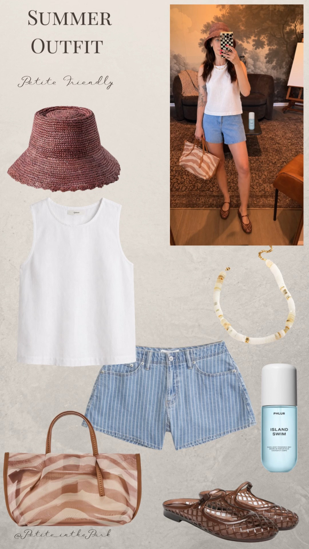 Summer petite outfit  

Summer outfit, summer trends, casual summer outfit, petite summer outfit, summer fashion, summer style, petite style, petite summer style, casual petite outfit, minimal outfit, minimal summer outfit, linen top, white top, summer top, shorts, denim shorts, dad shorts, jellies, brown jelly sandals, shoulder bag, mesh bag, beach bag, brown purse, bucket hat, straw hat, beaded necklace, minimal jewelry  #casualoutfit #petiteoutifts #summeroutfits #summeroutfit2026 #summertrends

#LTKPetite #LTKSeasonal #LTKmomlife

Comment SHOP below to receive a DM with the link to this post on my LTK ⬇ https://liketk.it/6dplZ

#LTKootd #LTKmomlife #LTKPetite