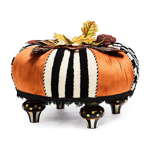 MacKenzie-Childs Harvest Check & Stripe Tufted Footstool | MacKenzie-Childs