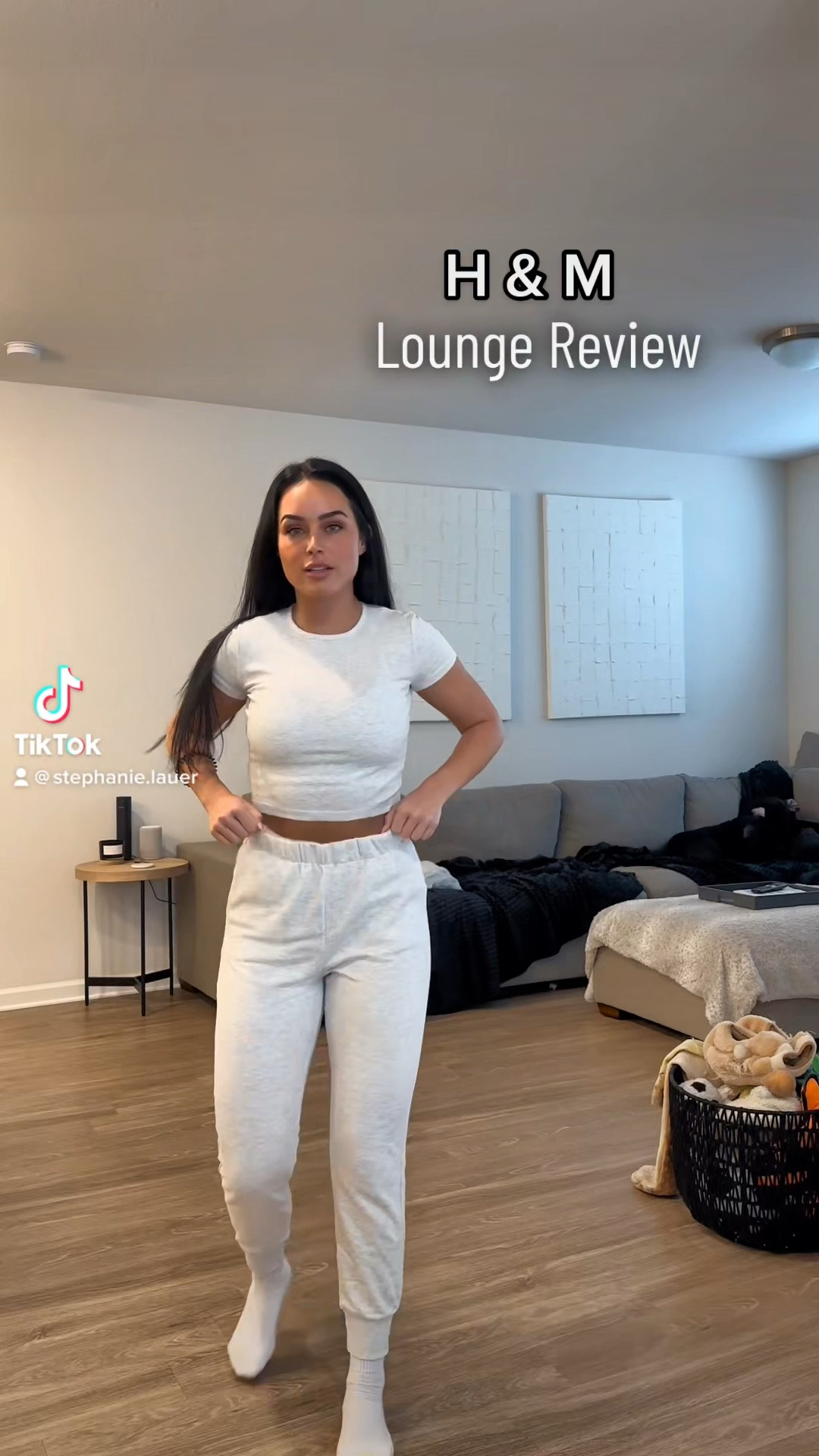 Wearing a small in both 