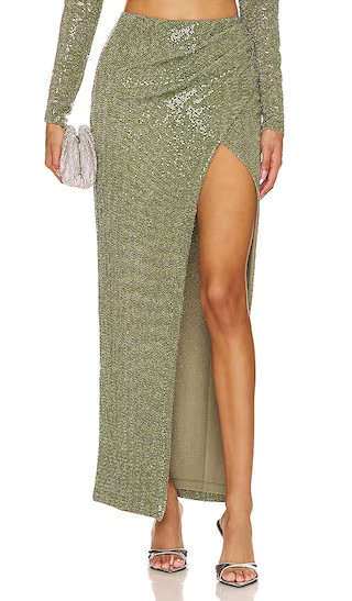 Camila Coelho Martin Maxi Skirt in Olive. - size XL | Revolve Clothing (Global)