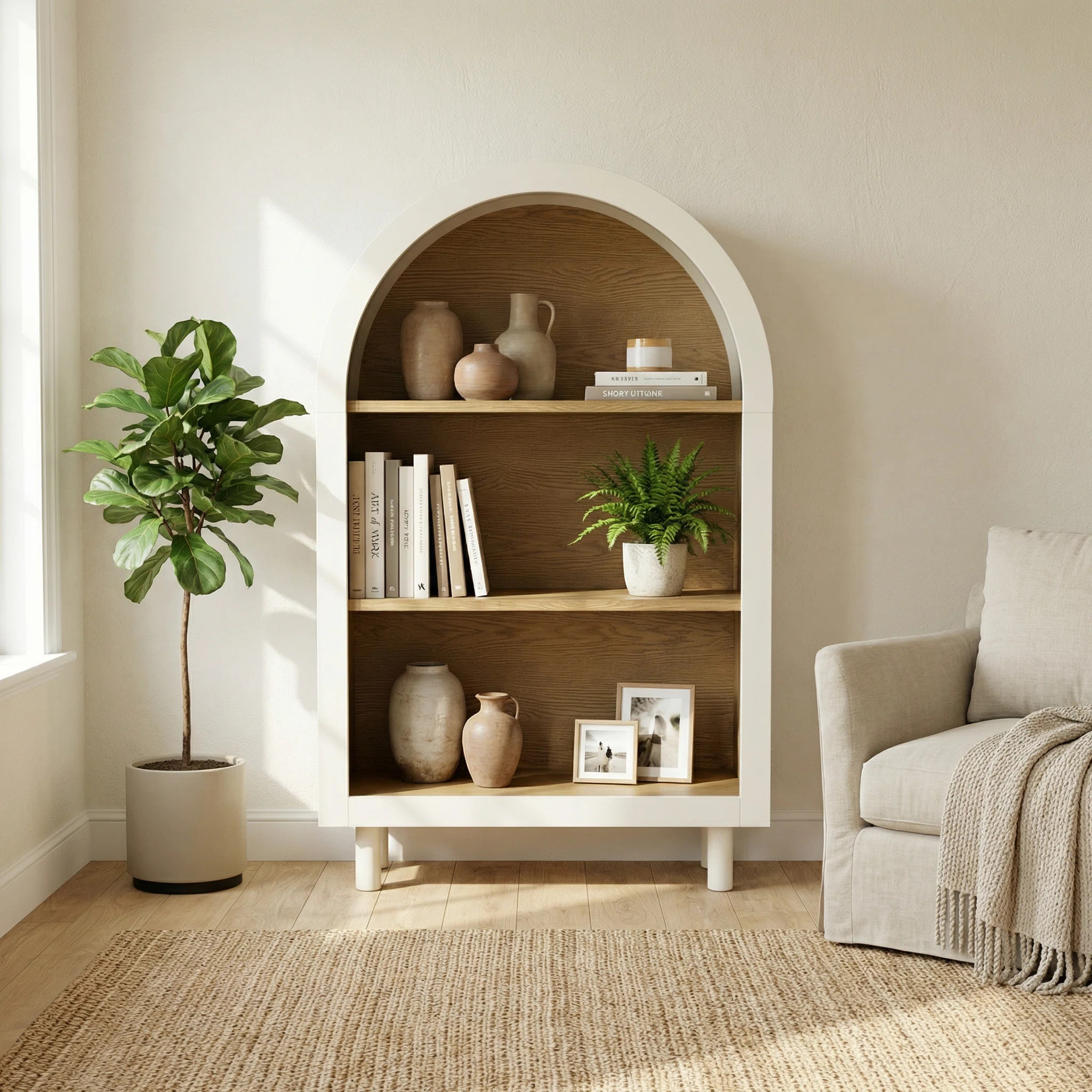 24" Arched Display Bookcase with Open Shelves, Modern Accent Storage Cabinet for Living Room & En... | Wayfair North America
