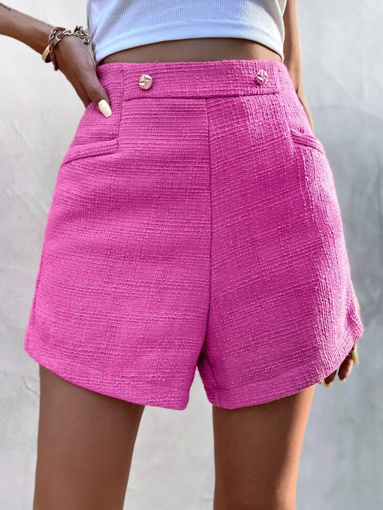 Tweed Pocket Front Shorts | SHEIN